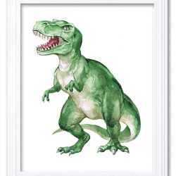 INSTANT DOWNLOAD T-Rex Tyrannosaurus Watercolor Dinosaur Green Print Dinosaur Wall Art Children Nursery Art Poster Home Decor Painting