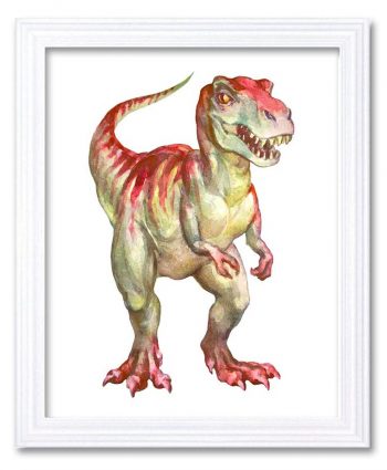 INSTANT DOWNLOAD T-Rex Tyrannosaurus Watercolor Dinosaur Red Beige Print Dinosaur Wall Art Children Nursery Art Poster Home Decor Painting