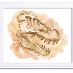 INSTANT DOWNLOAD T-Rex Watercolor Dinosaur Bones Print Dinosaur Fossils Wall Art Children Nursery Art Poster Home Decor Painting