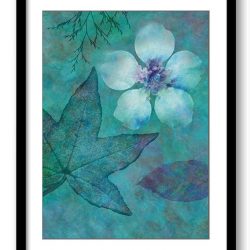 INSTANT DOWNLOAD Teal Blue Green Leaves Leaf Flower Bathroom Art Print Abstract Nature Landscape Modern Watercolor Wall Decor Painting