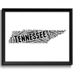 INSTANT DOWNLOAD Tennessee Map State Text Words Watercolor Poster Print USA United States Modern Abstract Landscape Art Painting Black White