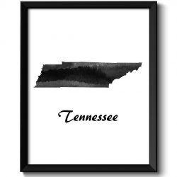 INSTANT DOWNLOAD Tennessee Map State Watercolor Painting Poster Print USA United States Abstract Landscape Art Black White Grey