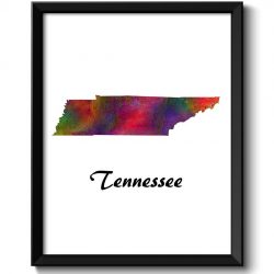 INSTANT DOWNLOAD Tennessee Map State Watercolor Painting Poster Print USA United States Abstract Landscape Art Colorful Rainbow