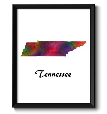 INSTANT DOWNLOAD Tennessee Map State Watercolor Painting Poster Print USA United States Abstract Landscape Art Colorful Rainbow