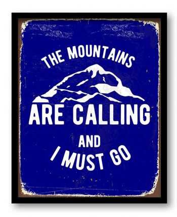 INSTANT DOWNLOAD The Mountains Are Calling and I Must Go Art Print Navy Blue White Mountains Home Wall Decor Bathroom Inspirational