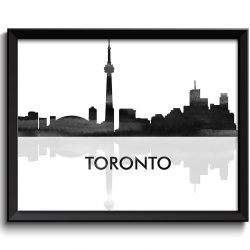 INSTANT DOWNLOAD Toronto Skyline City Black White Grey Gray Watercolor Painting Cityscape Poster Print Ontario Canada Abstract Landscape Art