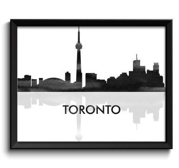 INSTANT DOWNLOAD Toronto Skyline City Black White Grey Gray Watercolor Painting Cityscape Poster Print Ontario Canada Abstract Landscape Art