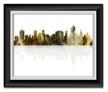 INSTANT DOWNLOAD Tulsa Skyline Oklahoma City Yellow Grey Watercolor Cityscape Poster Print Modern Abstract Landscape Art Painting