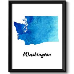 INSTANT DOWNLOAD Turquoise Blue Aqua Washington Map State Watercolor Painting Poster Print USA United States Modern Abstract Landscape Art