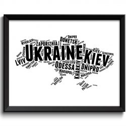 INSTANT DOWNLOAD Ukraine Black White Typography Map Text Word Cloud Poster Print Country Europe Modern Abstract Landscape Art Painting