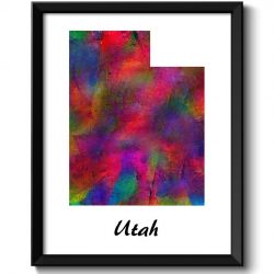 INSTANT DOWNLOAD Utah Map State Watercolor Painting Poster Print USA United States Modern Abstract Landscape Art Colorful Rainbow