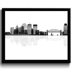 INSTANT DOWNLOAD Vancouver Skyline City Black White Grey Watercolor Cityscape Poster Print British Columbia Canada Abstract Landscape Art