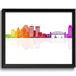 INSTANT DOWNLOAD Vancouver Skyline Painting Art Poster Print Vancouver Wall Decor Wall Art Colorful Rainbow Canada City Map Home Decor