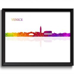 INSTANT DOWNLOAD Venice Skyline Watercolor Poster Print Florence Wall Art Decor Painting Italy City Home Decor Pink Purple Red Yellow Green