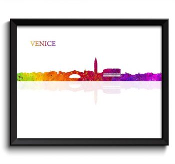 INSTANT DOWNLOAD Venice Skyline Watercolor Poster Print Florence Wall Art Decor Painting Italy City Home Decor Pink Purple Red Yellow Green