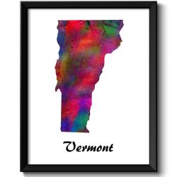 INSTANT DOWNLOAD Vermont Map State Watercolor Painting Poster Print USA United States Abstract Landscape Art Colorful Rainbow