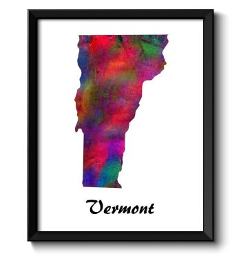 INSTANT DOWNLOAD Vermont Map State Watercolor Painting Poster Print USA United States Abstract Landscape Art Colorful Rainbow