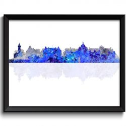 INSTANT DOWNLOAD Victoria Skyline City Navy Blue Grey Gray Watercolor Cityscape Print British Columbia Abstract Landscape Art Painting