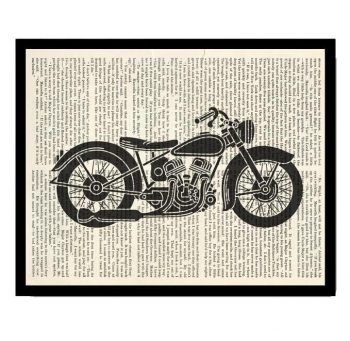 INSTANT DOWNLOAD Vintage Motorcycle Poster Print Wall Art Book Page Style Dictionary Old Antique Printable Vehicle Transportation Wall Decor