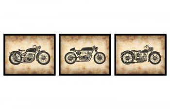 INSTANT DOWNLOAD Vintage Motorcycle Wall Art Prints Set of 3 Parchment Paper Style Old Antique Printable Vehicle Transportation Wall Decor