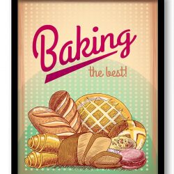 INSTANT DOWNLOAD Vintage Retro Baking the Best Art Print Beige Brown Mint Green Pink Home Kitchen Wall Decor Restaurant Poster Retro Sign Ad