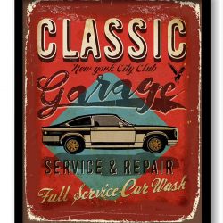 INSTANT DOWNLOAD Vintage Retro Classic Garage Car Service Car Wash Art Print Brown Turquoise Blue Red Grey Home Fun Wall Decor Retro Poster