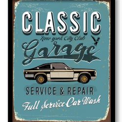 INSTANT DOWNLOAD Vintage Retro Classic Garage Car Service Car Wash Art Print Brown Turquoise Blue Teal Grey Home Fun Wall Decor Retro Poster