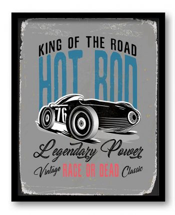 INSTANT DOWNLOAD Vintage Retro Classic Hot Rod Car King of the Road Art Print Home Fun Wall Decor Vintage Retro Poster Black Blue Red Grey