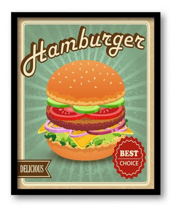 INSTANT DOWNLOAD Vintage Retro Hamburgers Best Choice Art Print Teal Blue Brown Beige Red Home Kitchen Wall Decor Restaurant Retro Poster