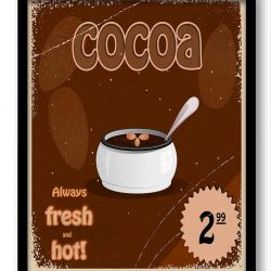 INSTANT DOWNLOAD Vintage Retro Hot Chocolate Cocoa Always Fresh Art Print Brown Beige Home Kitchen Fun Wall Decor Restaurant Retro Poster