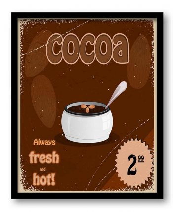 INSTANT DOWNLOAD Vintage Retro Hot Chocolate Cocoa Always Fresh Art Print Brown Beige Home Kitchen Fun Wall Decor Restaurant Retro Poster