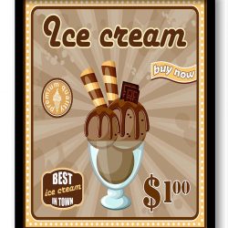 INSTANT DOWNLOAD Vintage Retro Ice Cream Art Print Ice Cream Best Ice Cream - Vanila Chocolate Brown Beige Home Kitchen Wall Retro Poster Ad