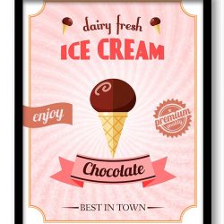 INSTANT DOWNLOAD Vintage Retro Ice Cream Chocolate Dairy Fresh Art Print Pink Brown Kitchen Wall Decor Retro Poster Vintage Style Wall Art