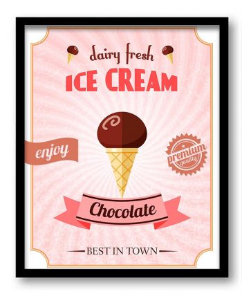 INSTANT DOWNLOAD Vintage Retro Ice Cream Chocolate Dairy Fresh Art Print Pink Brown Kitchen Wall Decor Retro Poster Vintage Style Wall Art