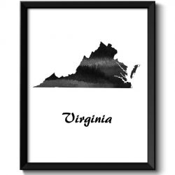 INSTANT DOWNLOAD Virginia Map State Watercolor Painting Poster Print USA United States Abstract Landscape Art Black White Grey