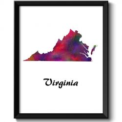 INSTANT DOWNLOAD Virginia Map State Watercolor Painting Poster Print USA United States Abstract Landscape Art Colorful Rainbow