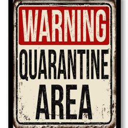 INSTANT DOWNLOAD Warning Quarantine Area Art Print Brown Beige Red Black Fun Home Wall Decor Funny Distressed Vintage Inspired Retro Poster