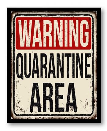 INSTANT DOWNLOAD Warning Quarantine Area Art Print Brown Beige Red Black Fun Home Wall Decor Funny Distressed Vintage Inspired Retro Poster