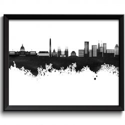 INSTANT DOWNLOAD Washington DC Skyline Black White Grey Watercolor Painting District of Columbia Washington Wall Art Print Washington Poster