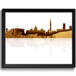 INSTANT DOWNLOAD Washington DC Skyline City Sky Brown Beige Watercolor Cityscape Poster Print Modern Abstract Landscape Art Painting