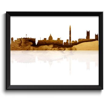 INSTANT DOWNLOAD Washington DC Skyline City Sky Brown Beige Watercolor Cityscape Poster Print Modern Abstract Landscape Art Painting