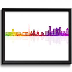 INSTANT DOWNLOAD Washington DC Skyline Painting Art Poster Print Washington Wall Decor Washington Wall Art Colorful Rainbow