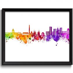 INSTANT DOWNLOAD Washington DC Skyline Painting Poster Print Wall Decor Wall Art Green Yellow Pink Red Purple Pink usa City Map