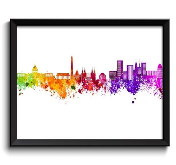 INSTANT DOWNLOAD Washington DC Skyline Painting Poster Print Wall Decor Wall Art Green Yellow Pink Red Purple Pink usa City Map