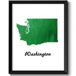 INSTANT DOWNLOAD Washington Map State Forest Green Watercolor Painting Poster Print USA United States Abstract Landscape Art