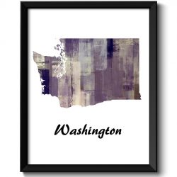 INSTANT DOWNLOAD Washington Map State Forest Lilac Purple Cream Painting Poster Print USA United States Abstract Landscape Art