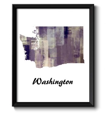 INSTANT DOWNLOAD Washington Map State Forest Lilac Purple Cream Painting Poster Print USA United States Abstract Landscape Art