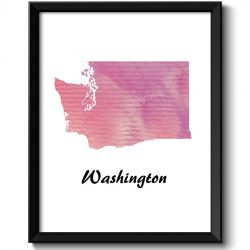 INSTANT DOWNLOAD Washington Map State Purple Pink Cream Watercolor Painting Poster Print USA United States Abstract Landscape Art