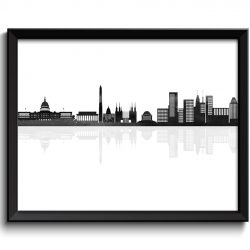 INSTANT DOWNLOAD Washington Skyline Black White Grey Washington DC District of Columbia Wall Art Print Washington Poster Watercolor Painting