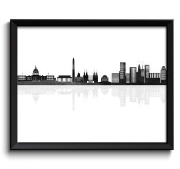 INSTANT DOWNLOAD Washington Skyline Black White Grey Washington DC District of Columbia Wall Art Print Washington Poster Watercolor Painting